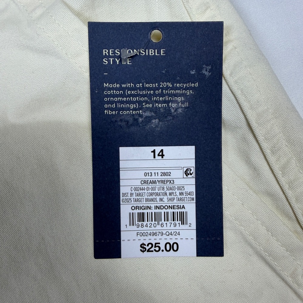 Universal Thread Cream High Rise Utility Patch Pocket Shorts Size 14 NWT - Picture 5 of 9